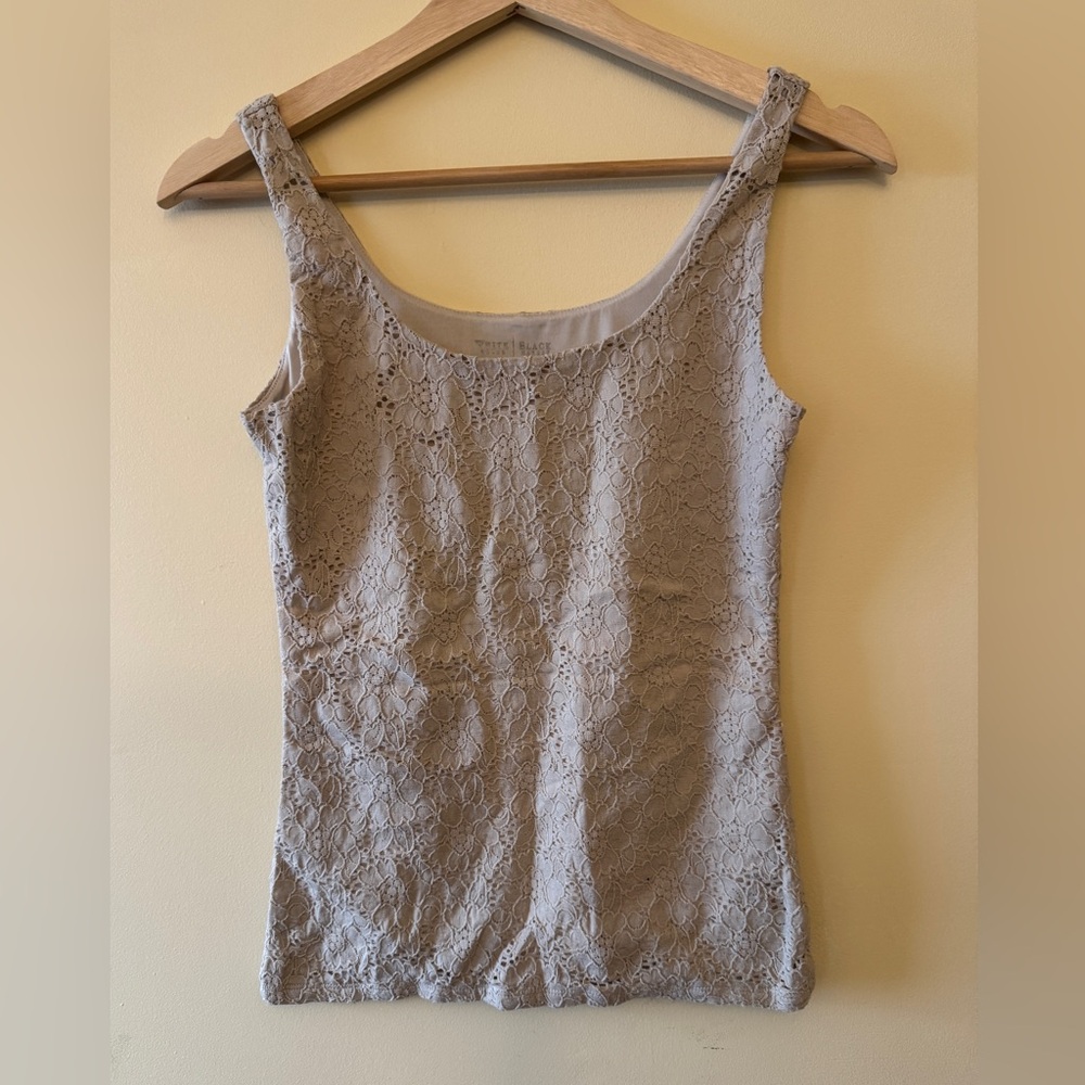 White House Black Market Lace Camisole in Beige
